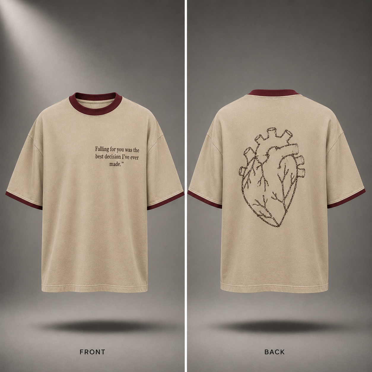 Heart In Motion Oversized T-Shirt – Ivory Beige