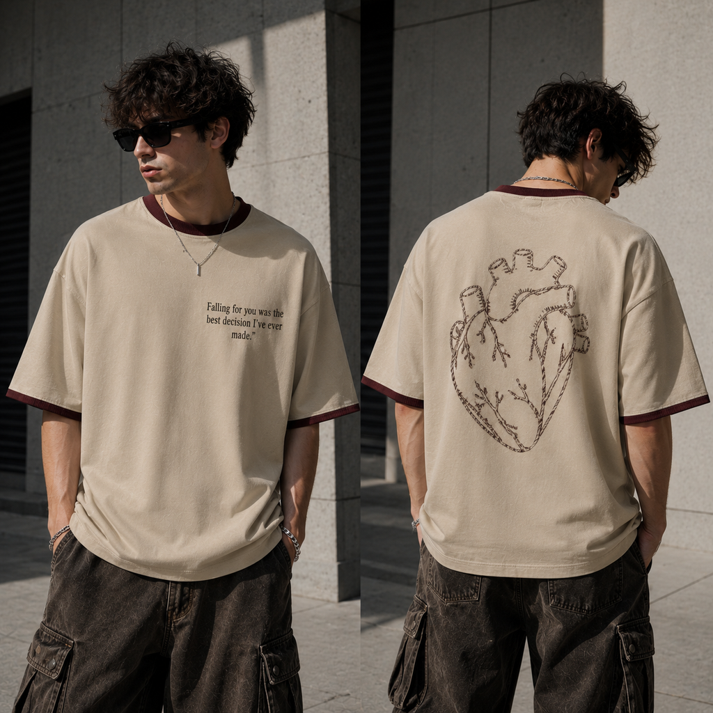 Heart In Motion Oversized T-Shirt – Ivory Beige