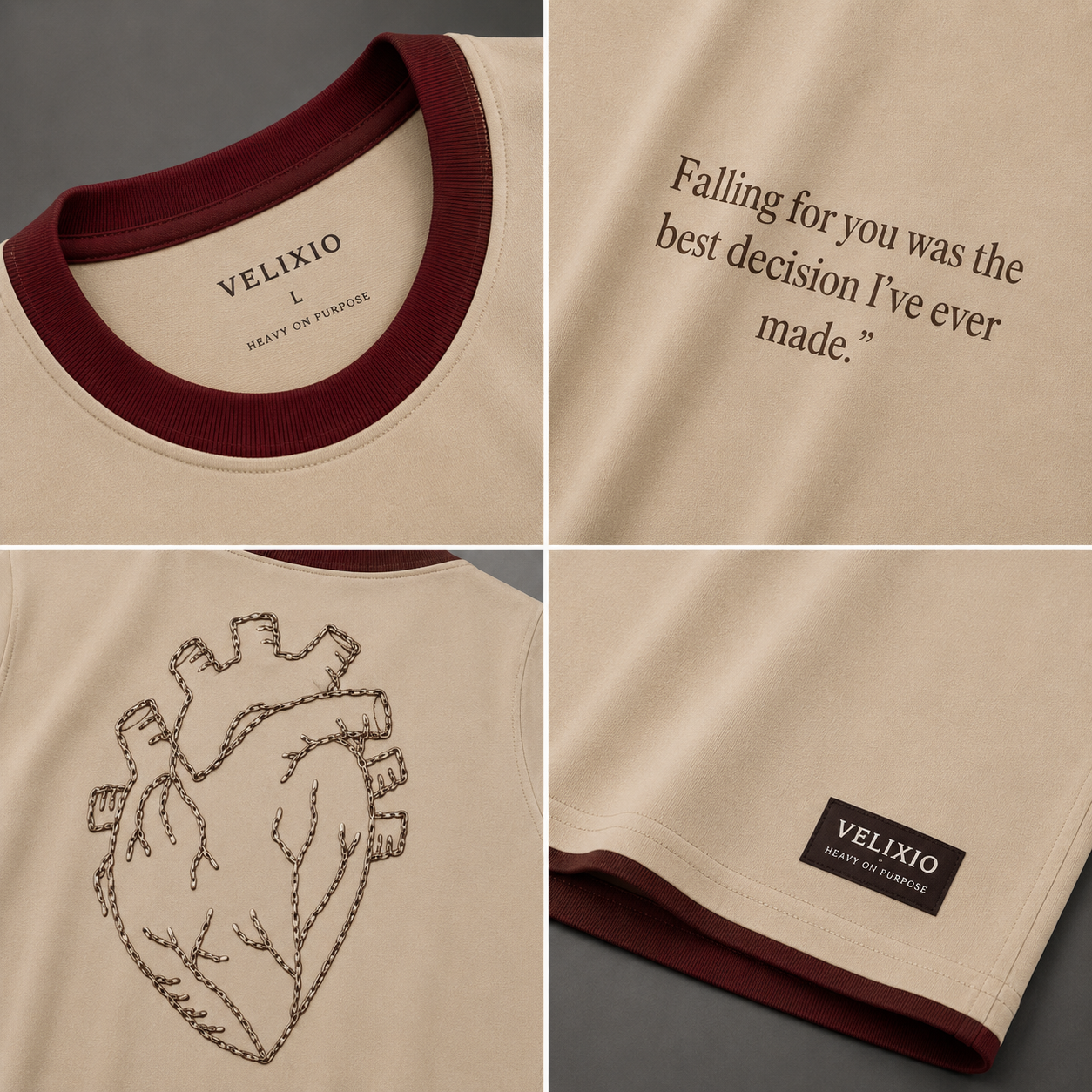 Heart In Motion Oversized T-Shirt – Ivory Beige
