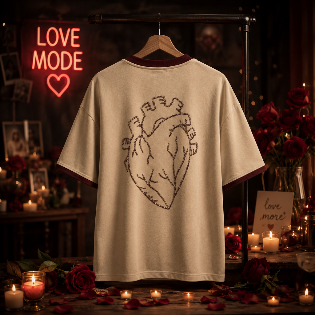Heart In Motion Oversized T-Shirt – Ivory Beige
