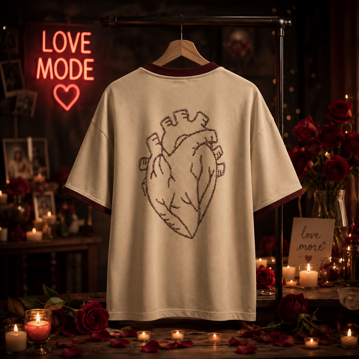 Heart In Motion Oversized T-Shirt – Ivory Beige