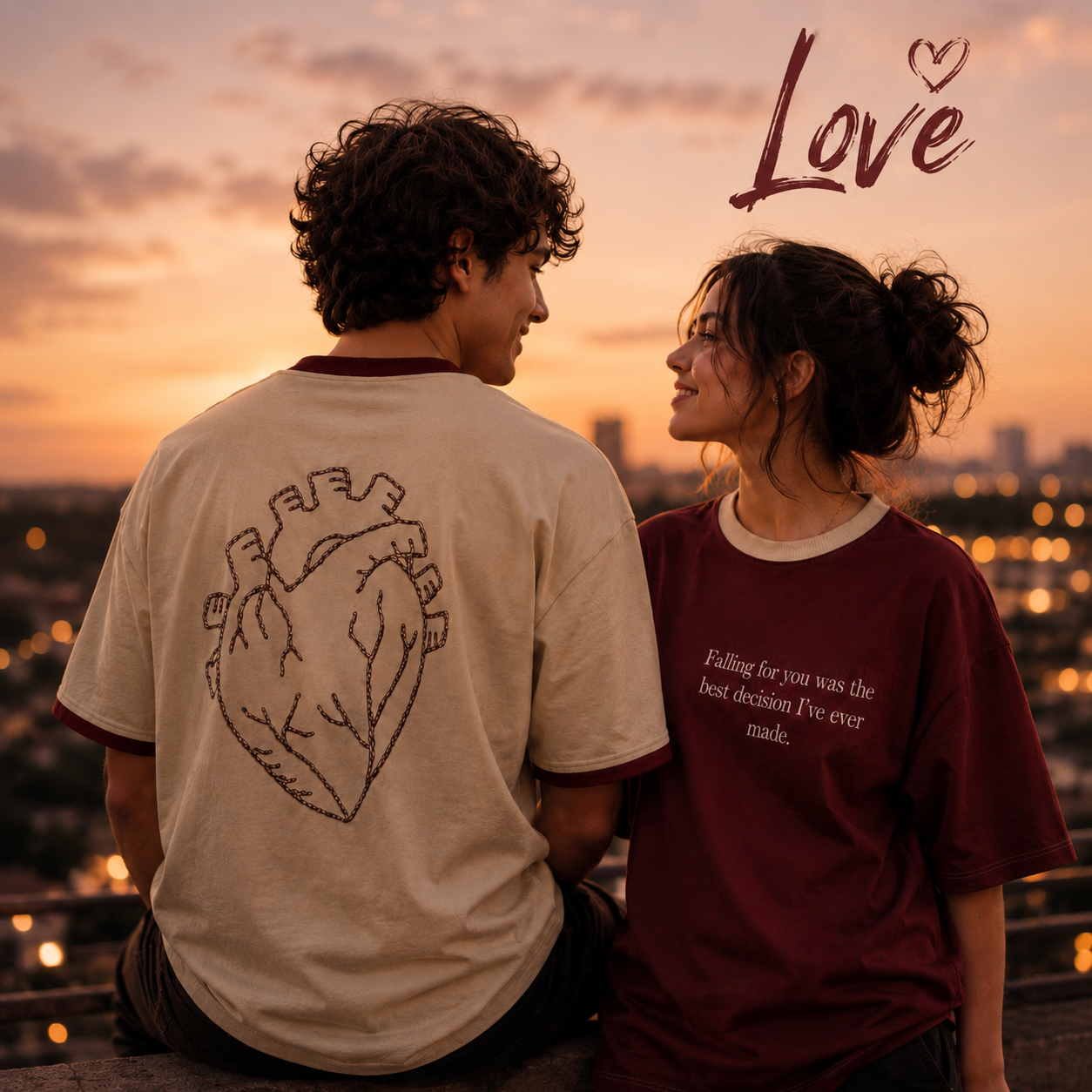 Heart In Motion Oversized T-Shirt – Wine Red