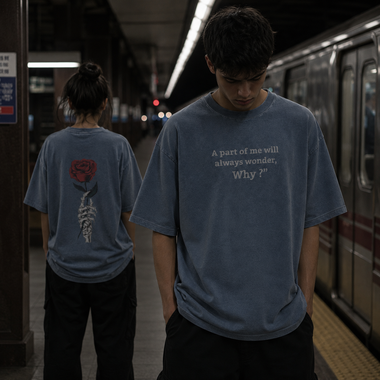 Heavy Silence Oversized T-Shirt – Slate Blue