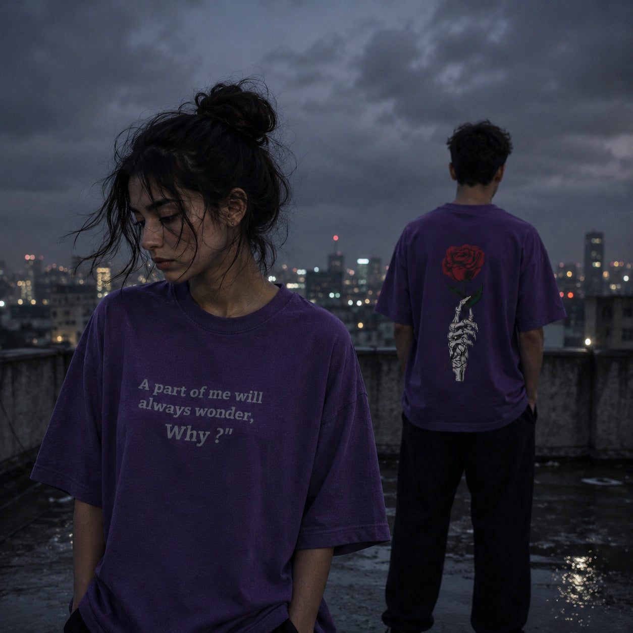 Heavy Silence Oversized T-Shirt – Muted Plum