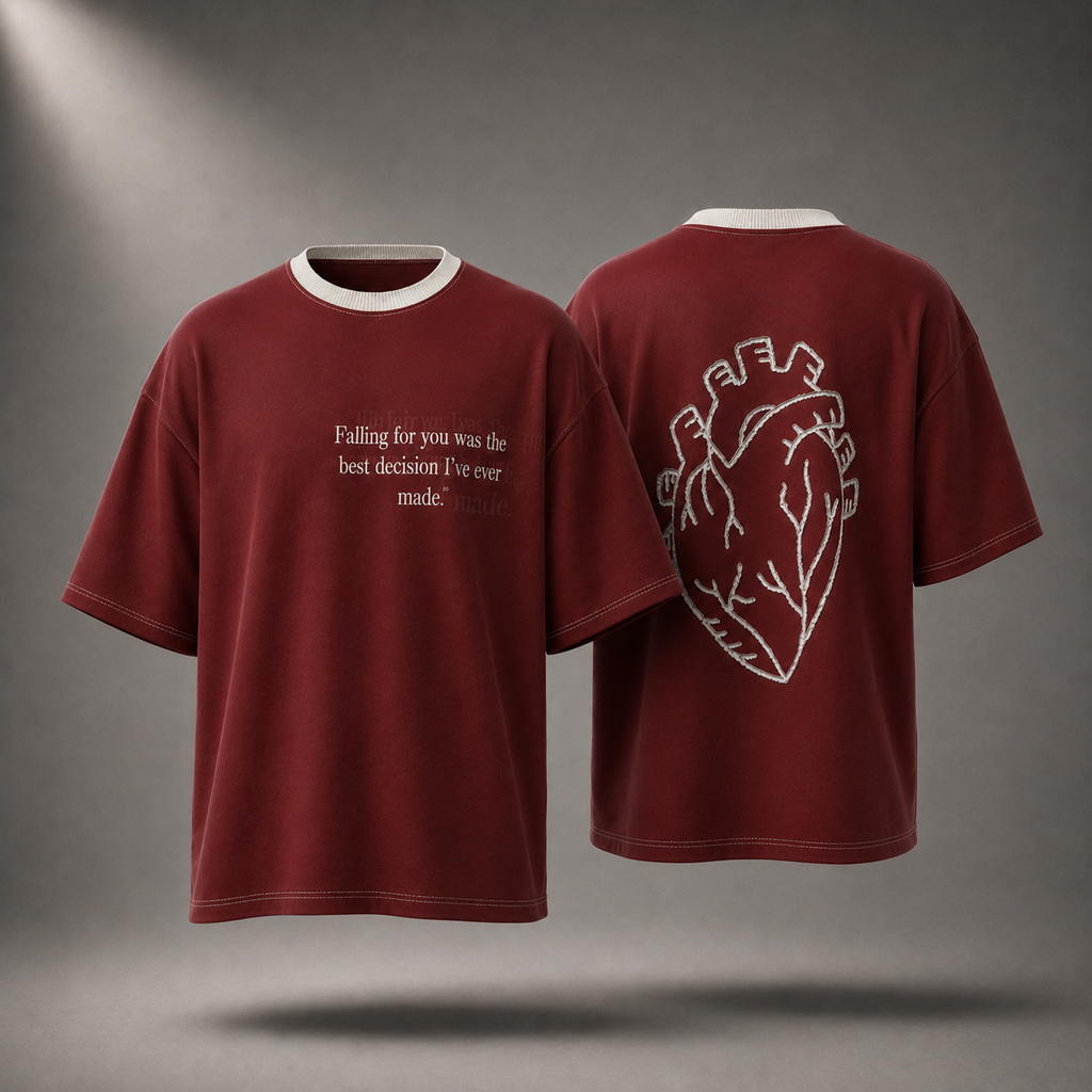 Heart In Motion Oversized T-Shirt – Wine Red