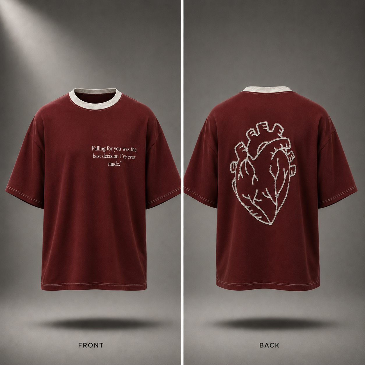 Heart In Motion Oversized T-Shirt – Wine Red