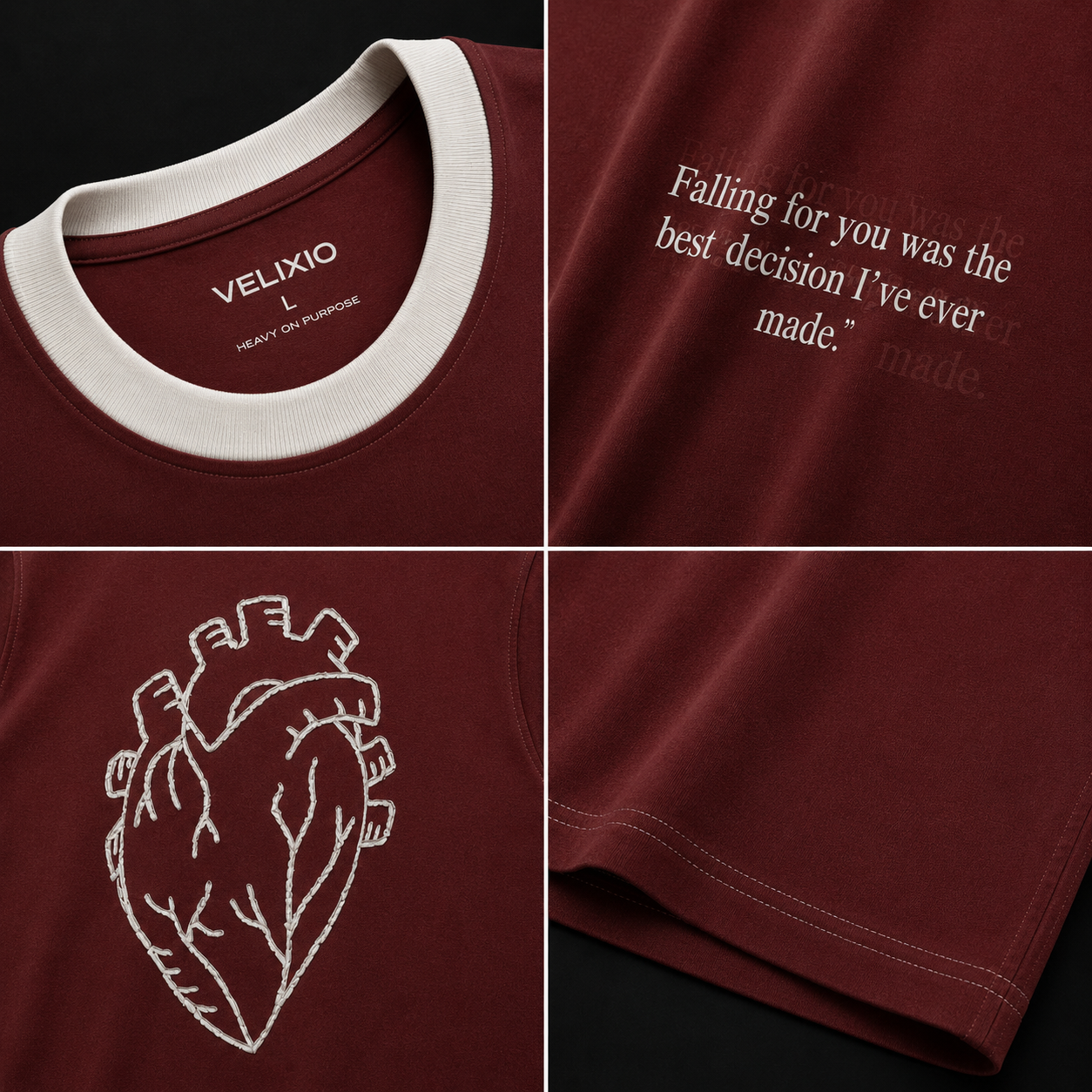 Heart In Motion Oversized T-Shirt – Wine Red