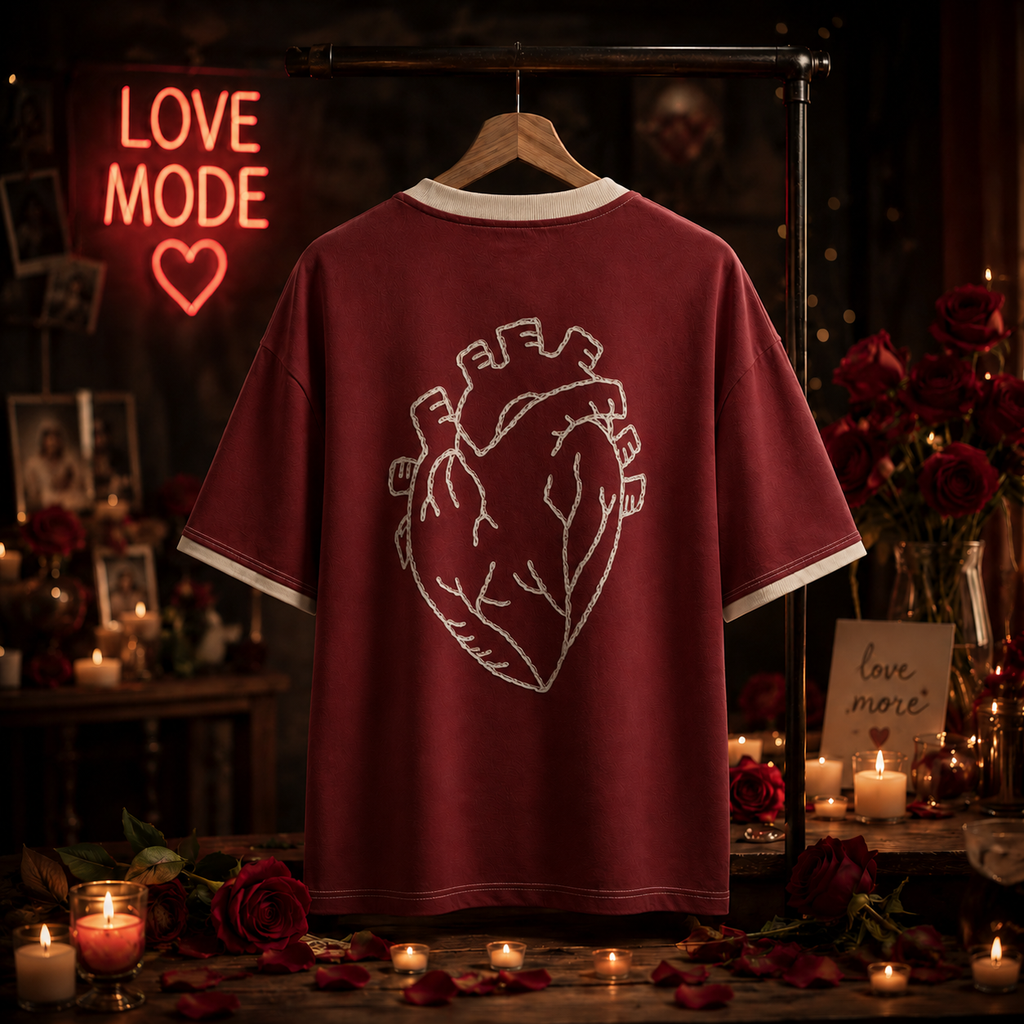 Heart In Motion Oversized T-Shirt – Wine Red