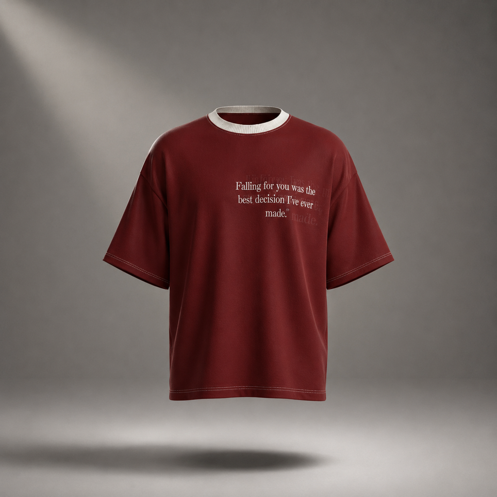 Heart In Motion Oversized T-Shirt – Wine Red