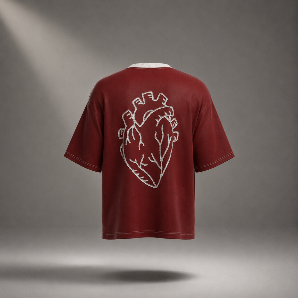 Heart In Motion Oversized T-Shirt – Wine Red