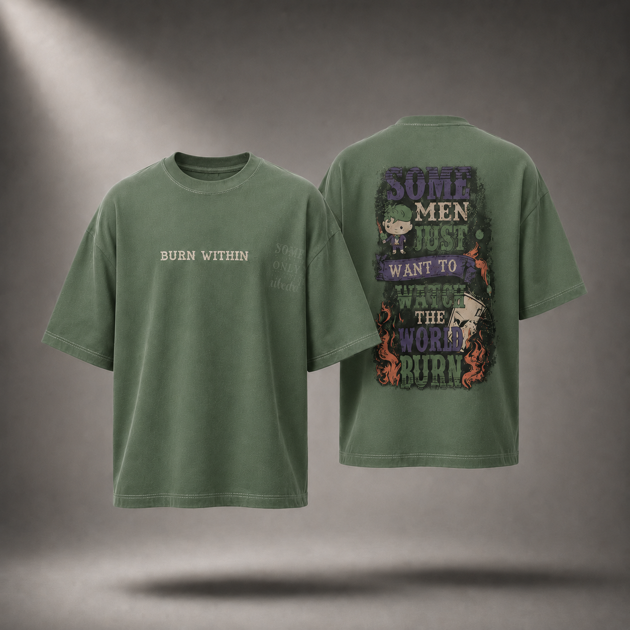 Silent Rage Oversized T-Shirt – Moss Green