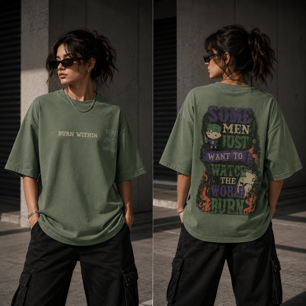 Silent Rage Oversized T-Shirt – Moss Green